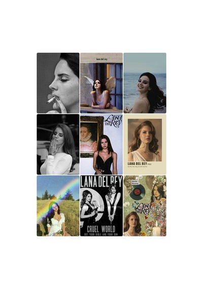 Lana Del Rey 3 No Desenli Tasarım Mini 9' Lu Fotokart Seti
