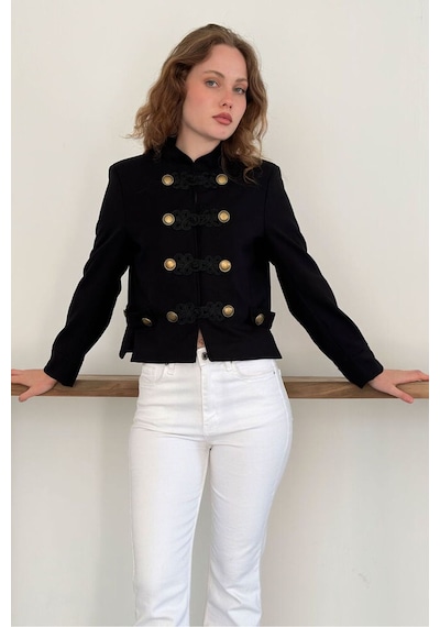 Verymoda Çin Düğmeli Ceket F2105 Siyah