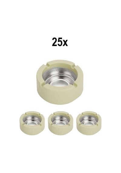 25 Adet Çelik 9 Cm Yeşil Kafe Restaurant Lokanta Yuvarlak Kül Tablası Küllük