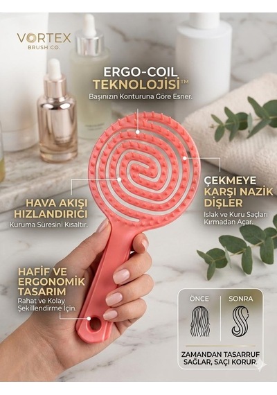 Tarak Üç Boyutlu Profesyonel Spiral Yuvarlak Saç Fırçası