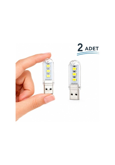 Flash Disk Görünümlü 2'li Usb Mini Led Gece Lambası Beyaz Işık Tak Çalıştır