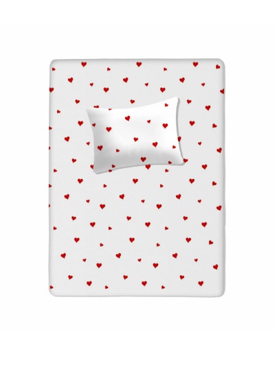 %100 Pamuklu Bebek Aparalı Çarşaf 115x150 + Bebek Yastık Kılıfı 35x45 Kalpli