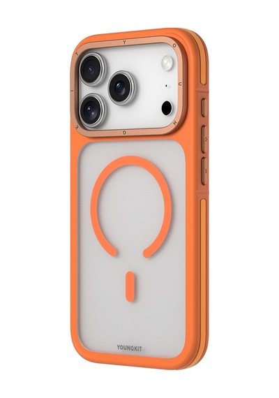 Apple Uyumlu iPhone 17 Pro Max Kılıf M-safe Şarj Özellikli Youngkit Rock Sand Serisi Kapak Turuncu