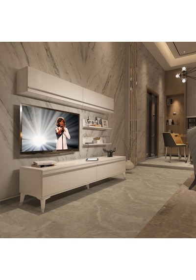 Decoraktiv Eko 5 Mdf Std Silver Tv Ünitesi Tv Sehpası Beyaz