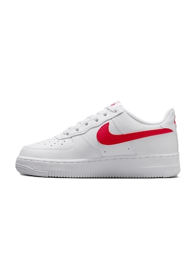 Nike Air Force1 Lv 8 Af1 Leather Unisex Sneaker White Hakiki Deri Unisex Günlük Spor Ayakkabı Beyaz Kırmızı Beyaz - Kırmızı