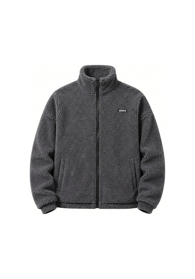 Genius Store Oversize Peluş Erkek İçi Polarlı Tam Fermuarlı Sherpa Sonbahar Kış Kadın Polar Sweatshirt Oversıze-pelus Füme