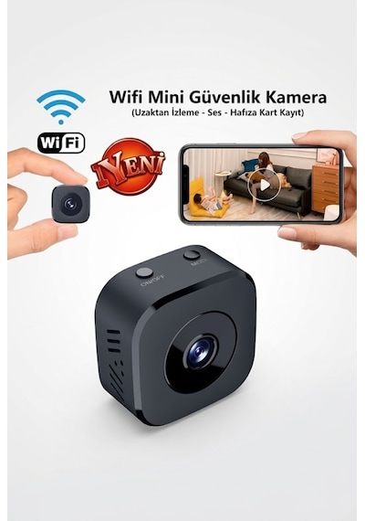 Wifi Mini Güvenlik Kamera Uzaktan İzleme - Ses - Hafıza Kart Kayıt Şarjlı Siyah - 922782459