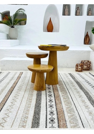 Gri Siyah Ve Beyaz Bej Modern İskandinav Yıkanabilir Halı - Yo13000d Gri - Siyah