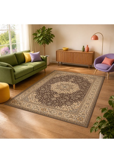 Kartela Halı Aro Halı Jüt Taban Dokuma Halı Kahverengi - 60 X 90 Cm