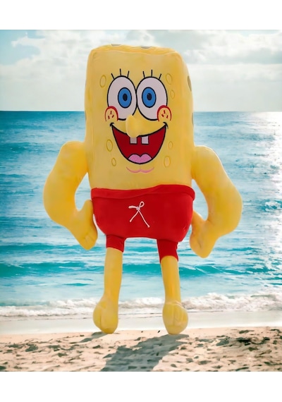 İthal Kumaş Renkli 3 Boyutlu Sünger Bob Figür Peluş Oyuncak Çeşitleri Uyku & Oyun Arkadaşı Dev 70 Cm 001