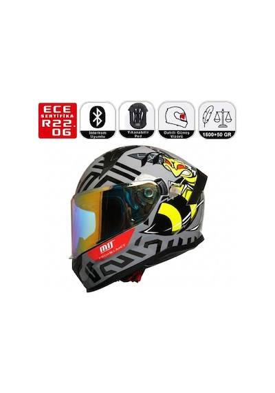 M910 Bee Motosiklet Kaskı Spoiler Mod Güneş Vizörlü Full Face Kask Çok Renkli