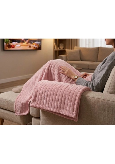 Biçomi Wellsoft Ekstra Yumuşak Tek Kişilik Tv & Dinlenme Battaniyesi 100x175 Cm - Pudra Pudra Pembe