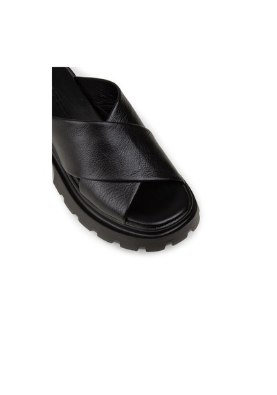 Deery Kadın Hakiki Deri Siyah Platform Terlik - L2519zsyhp01