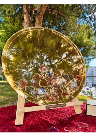 Kişiye Özel Full Altın Pleksi Yuvarlak Anı Kutusu 50cm
