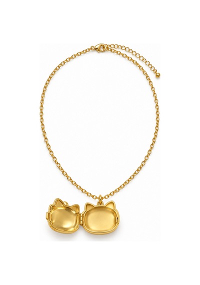 Hello Kitty Figürlü 316l Paslanmaz Çelik Gold Renk Açılır Kapaklı Kolye Altın - Gümüş