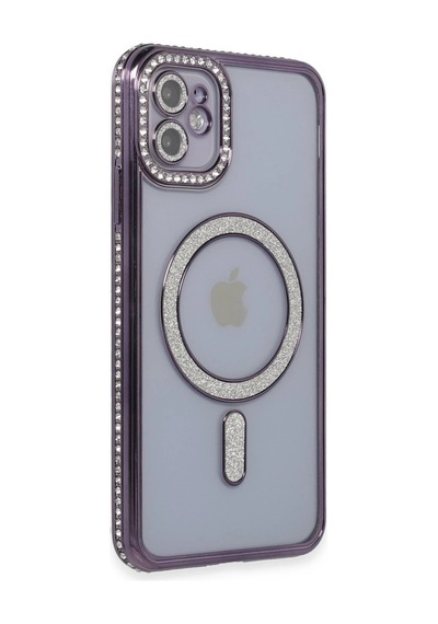 Mey İthalat Apple iPhone Uyumlu 11 - Kılıf Joke Simli Magneticsafe - Kılıf - Derin Mor Diğer