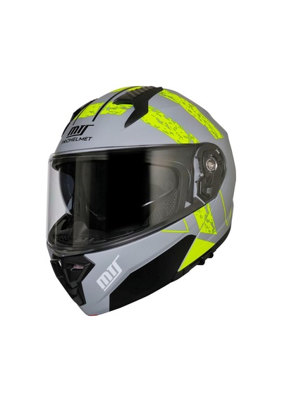 Motosiklet Çene Açılır Kask Güneş Vizörlü Ece 22.06 Sertifikalı Yeni Sezon Motor Kaskı V2 Yeşil Gri Gri -