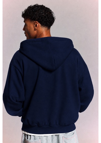 Tarz Cool Erkek 3 İplik Şardonlu Regular Fermuarlı Kapüşonlu Sweatshirt Kalın Kışlık Hoodie Lacivert