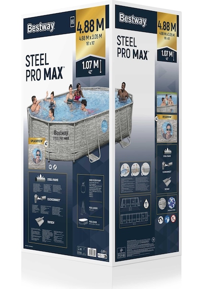 Bestway 56946 Power Steel Vista Serisi 2- Prefabrik Yer Üstü Havuz Seti 4,88 M X 3,05 M X 1,07 M