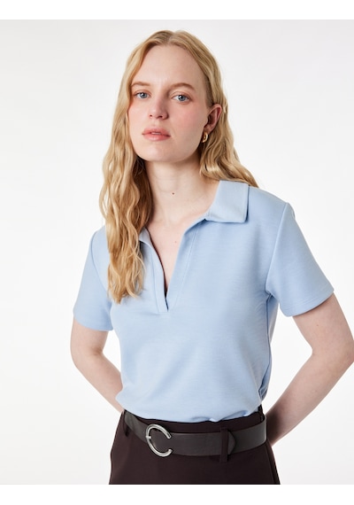 Koton Regular Fit Kısa Kollu Kesik Polo Yaka Tişört Mavi 6sak50190ek Mavi