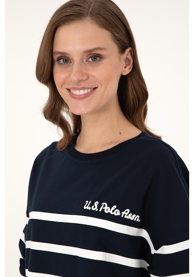 U.S. Polo Assn. Kadın Lacivert Çizgili Bisiklet Yaka Sweatshirt 50297279-VR033 U.S. Polo Assn. Kadın Lacivert Çizgili Bisiklet Yaka Sweatshirt 50297279-VR033