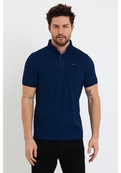 Jeus Erkek Pike Lacoste Kumaş Yakalı Saks Mavi Tshirt
