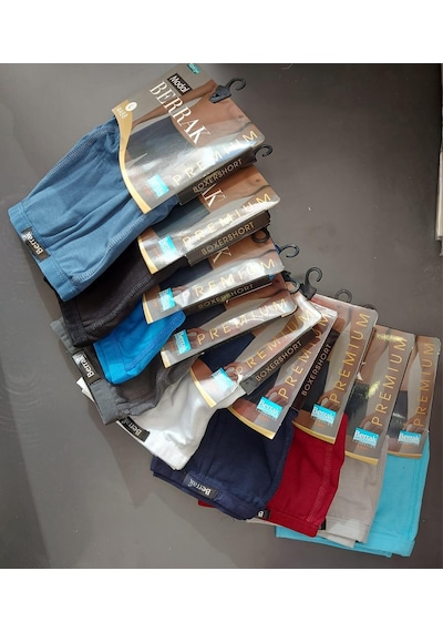 Berrak 4488 Erkek Modal İnce Kemer Lastikli Çok Renkli Boxer 10 Adet Çok Renkli
