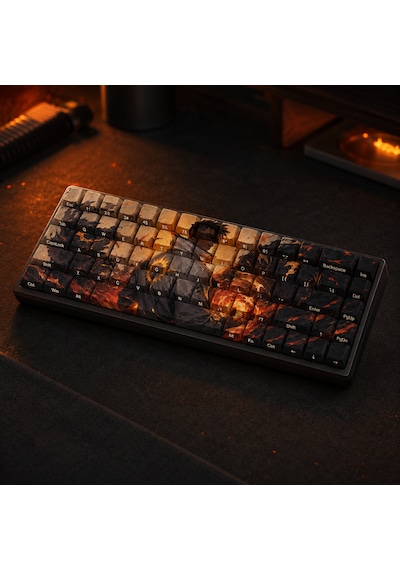 Valorant Phoenix Temalı 68 Tuşlu Pbt Boya Süblimasyonlu Yan Baskılı Cherry Profil Mekanik Klavye Keycaps Seti