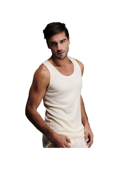 Hasyün Erkek Interlok Yün Atlet Kolsuz Bisiklet Yaka Woolmark Ser