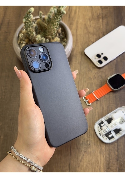 Apple iPhone 13 Pro Max Uyumlu Süper İnce Mat Ultra Thin Silikon Kılıf Siyah