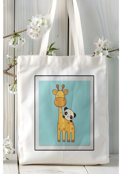 Art Hediye Panda Baskılı Omuz Çanta Kişiye Özel Model 3 Çok Renkli