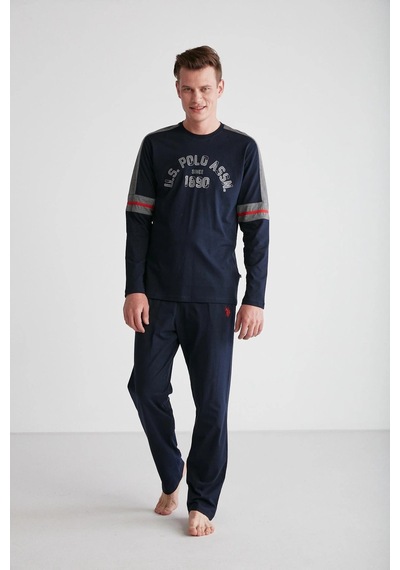 U.S. Polo Assn. U.s. Polo Assn. 18727 Erkek Yuvarlak Yaka Pijama Takımı Lacivert