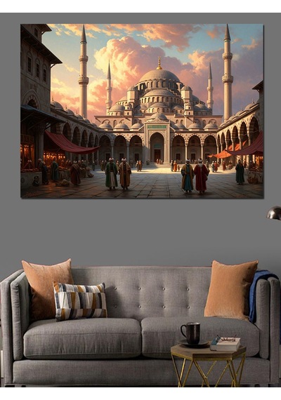 İstanbul Sultanahmet Meydanı Ve İnsanlar Dekoratif Kanvas - Mdf Ahşap Tablo