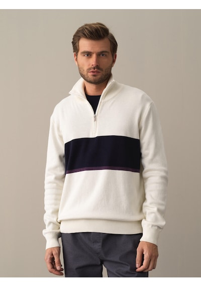 Xint Ekru Regular Fit Dik Yaka Pamuk Sweatshirt 801715