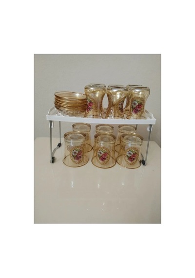 Mutfak Rafı Bardak Düzenleyici Bardak Rafı Dolap İçi Düzenleyici 14x30x15 Royaleks-tim308 Standart