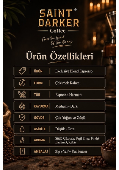 Saint Darker Exclusive Espresso Çekirdek Kahve 250 G