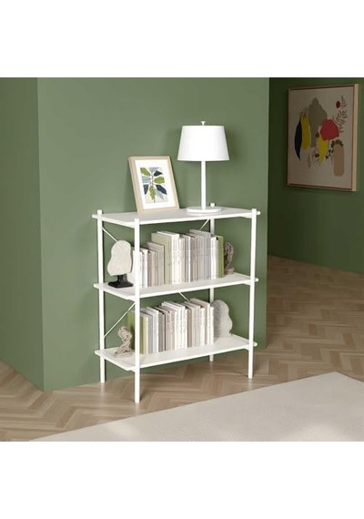 Mobilya Retro 3 Raflı Metal Kitaplık- 80x92x40 Cm Açık Bej Mobilya Retro 3 Raflı Metal Kitaplık- 80x92x40 Cm Açık Bej