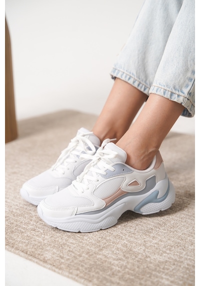 Daxtors Garantili D1152 Günlük Ortopedik Kadın Sneaker Spor Ayakkabı Pudra