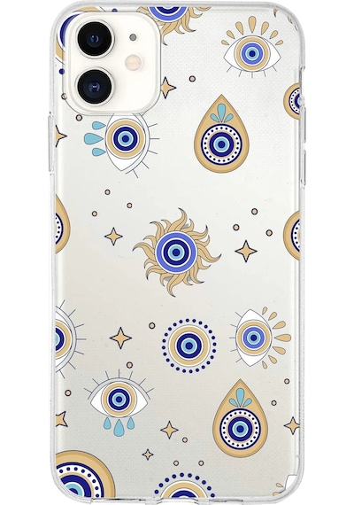 Printify Apple Uyumlu iPhone 11 İle 1mm Slim Fit Devil Eye 5 Baskılı Şeffaf Kılıf 0166e