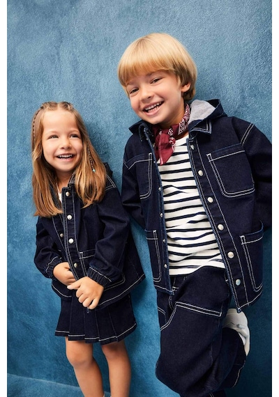 Defacto Erkek Bebek Kapüşonlu Düğmeli Jean Ceket F6269a525aube364 Mavi