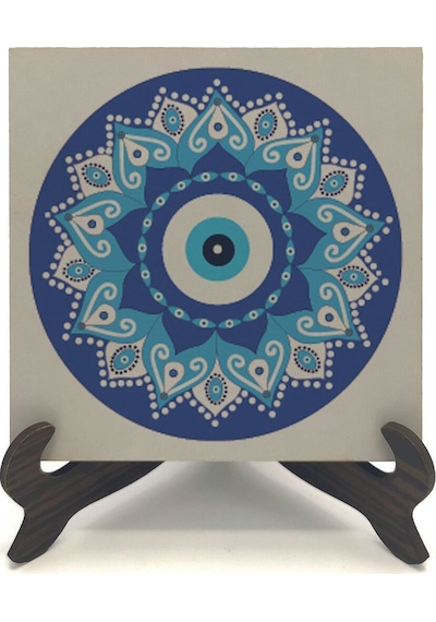 Nazar Boncuklu Desen Baskılı Mdf Masaüstlük 10x10