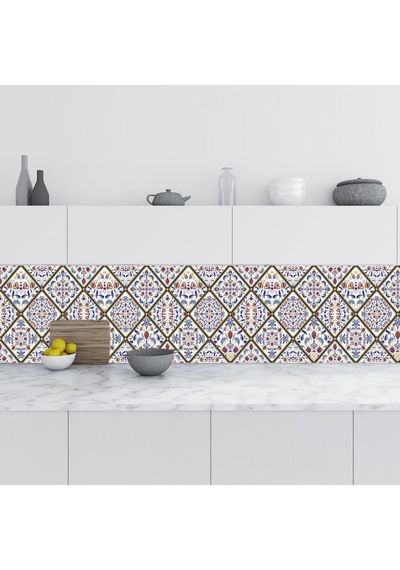 Mutfak Tezgah Arası Folyo Fayans Kaplama Folyosu Ottoman Motif