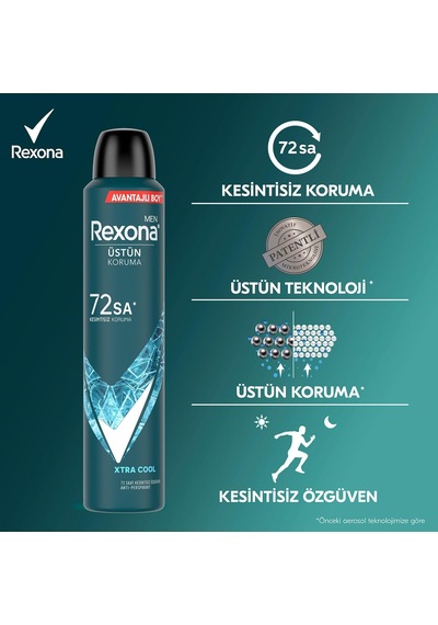 Lexroo Men Erkek Sprey Deodorant Xtra Cool 72 Saat Kesintisiz Üstün Koruma 200 Ml