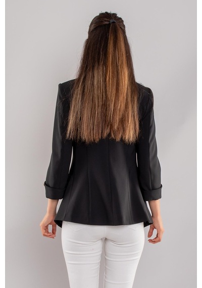 Ayhan Kadın Gold Düğme Detay Blazer Ceket 0599 Siyah Siyah