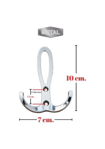 Metal Okyanus Krom Portmanto Askısı Duvar Tipi 4 Lü Krom