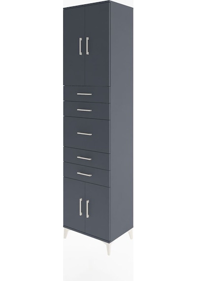 Hyperion Dolap 2 Raflı 5 Çekmeceli 4 Kapaklı 60x44x243 Antrasit-antrasit Antrasit