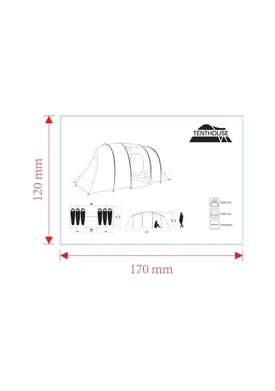 Tenthouse Fun 6 Kişilik Yüksek Çadır 186+120+186 250-210cm Çok Renkli