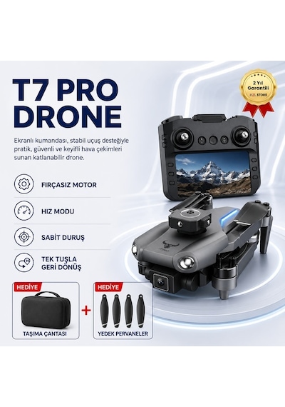T7 Pro Drone 4k Çift Kameralı Gps Wifi Fpv 360 Engel Algılama Katlanabilir Drone-1598