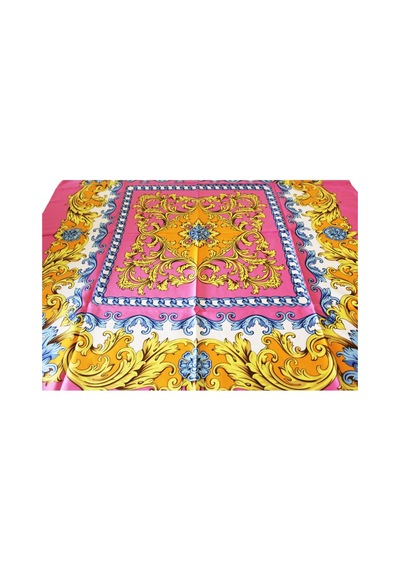 Tikitonki Otantik Çiçek Desenli Saten Pembe Eşarp 90x90 Pembe Pembe