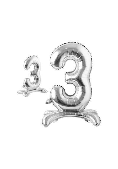 3 Rakam Ayaklı Folyo Balon. 65 CM - Gümüş